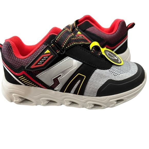 Athletic Works black silver red  boys light up soles shoe‎ sneaker size 4 - Picture 4 of 12